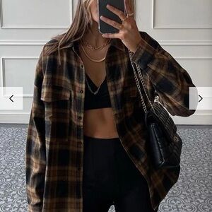 12th Tribe Black and Brown Plaid Button-Down Shirt